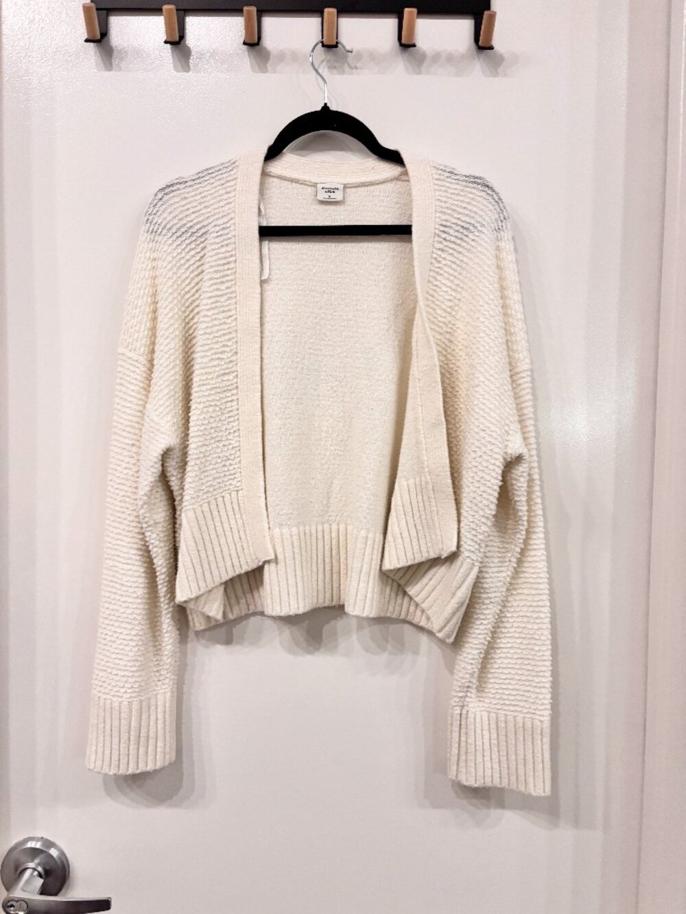 Abercrombie & Fitch Cream Open Front Cropped Cardigan Sz S